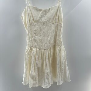 Forever 21 Off-White Embroidered Eyelet Mini Dress – Size Large